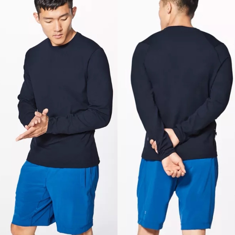 Lululemon Surge Warm Long Sleeve Mens Crew Neck Shirt Size Large M3AJS Navy Blue